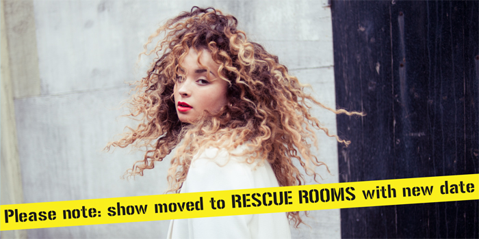 Ella Eyre photo photo with notification of move to Rescue Rooms bannner